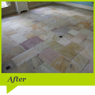 A Sandstone floor after cleaning