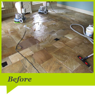 A Sandstone floor before cleaning